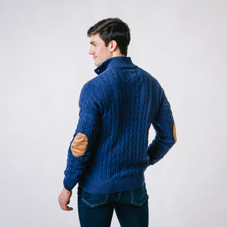 Mock Neck Sweater with Elbow Patches - Hope & Henry Men