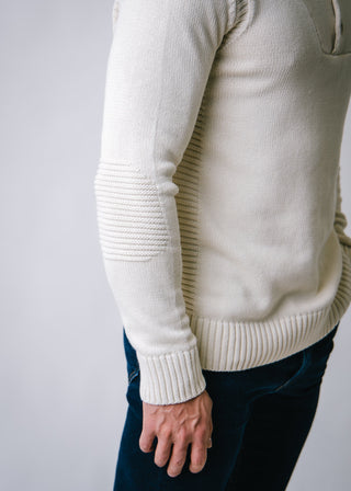 Henley Sweater with Rib Details - Hope & Henry Men