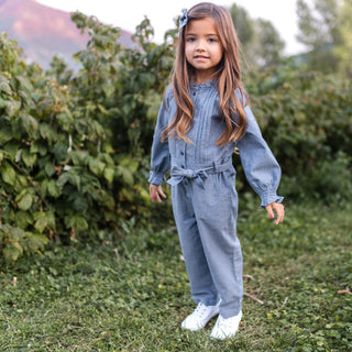 Pintucked Button Front Jumpsuit - Hope & Henry Girl