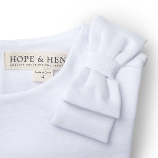 A-Line Bow Shoulder Dress in Organic Cotton | Light Blue - Hope & Henry Girl