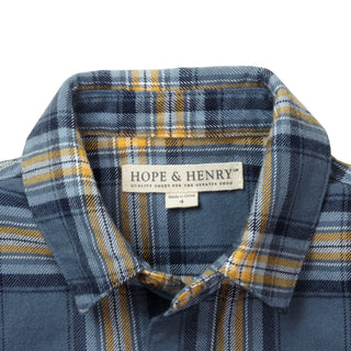 Brushed Button Down Shirt | Blue and Yellow Plaid - Hope & Henry Boy