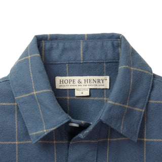 Brushed Button Down Shirt | Blue Windowpane - Hope & Henry Boy
