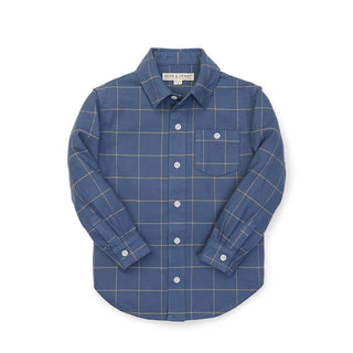 Brushed Button Down Shirt | Blue Windowpane - Hope & Henry Boy