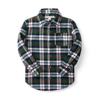 Brushed Button Down Shirt | Bold Green Plaid - Hope & Henry Boy