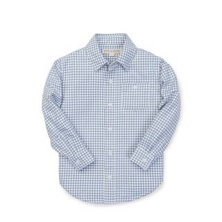 Brushed Button Down Shirt | Light Blue Check - Hope & Henry Boy