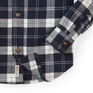 Brushed Button Down Shirt | Navy & White Plaid - Hope & Henry Boy