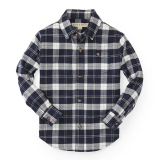 Brushed Button Down Shirt | Navy & White Plaid - Hope & Henry Boy