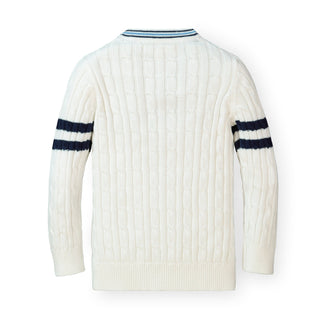 Cable Cardigan Sweater with Stripes - Hope & Henry Boy