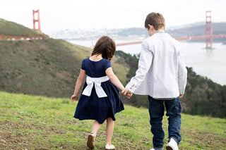 Classic Tie Back Dress | Navy - Hope & Henry Girl