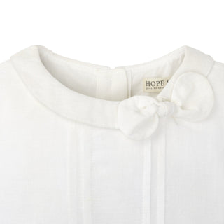 Collared Drop Waist Dress | White - Hope & Henry Girl