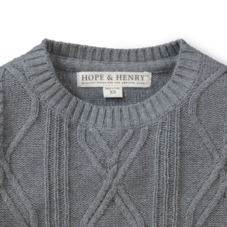 Crewneck Cable Sweater with Elbow Patches - Hope & Henry Boy