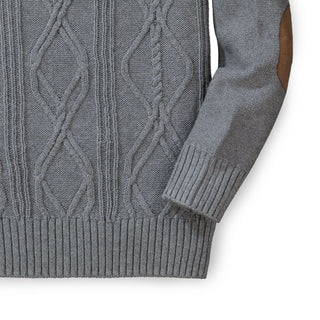 Crewneck Cable Sweater with Elbow Patches - Hope & Henry Boy