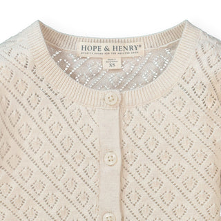 Cropped Pointelle Cardigan - Hope & Henry Girl