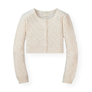 Cropped Pointelle Cardigan - Hope & Henry Girl