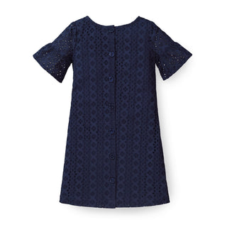 Eyelet Shift Dress with Ruffle Sleeves - Hope & Henry Girl