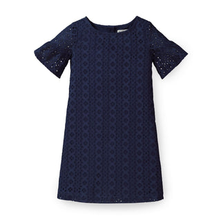 Eyelet Shift Dress with Ruffle Sleeves - Hope & Henry Girl