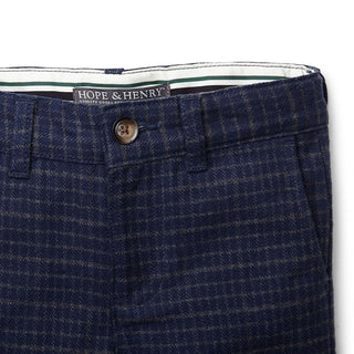 Faux Wool Dress Pants | Navy Plaid - Hope & Henry Boy