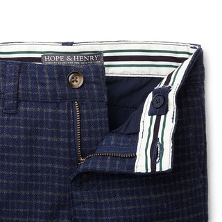 Faux Wool Dress Pants | Navy Plaid - Hope & Henry Boy