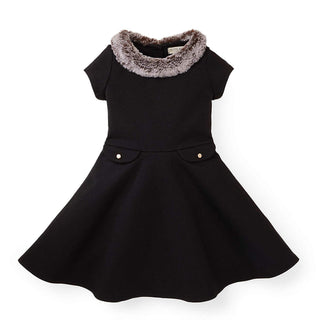 Fit and Flare Ponte Dress with Faux Fur - Hope & Henry Girl