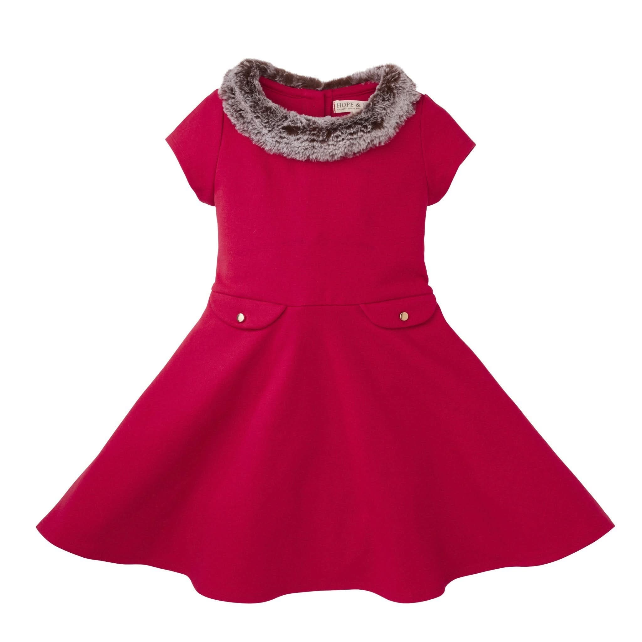Fit and Flare Ponte Dress with Faux Fur Hope & Henry Fit and Flare Ponte Dress with Faux Fur Hope & Henry