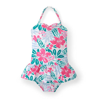 Floral Ruched Halter Swimsuit - Hope & Henry Girl