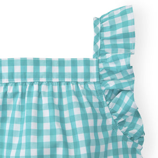 Frill Sleeve Woven Dress | Green Gingham - Hope & Henry Girl