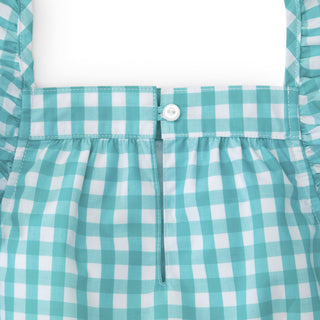 Frill Sleeve Woven Dress | Green Gingham - Hope & Henry Girl