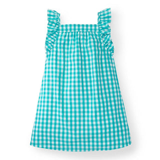 Frill Sleeve Woven Dress | Green Gingham - Hope & Henry Girl