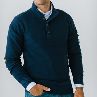 Half Zip Pullover Sweater with Elbow Patches - Hope & Henry Men