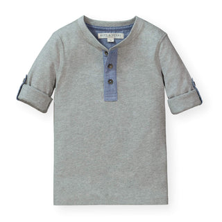 Henley Tee with Rolled Sleeves - Hope & Henry Boy
