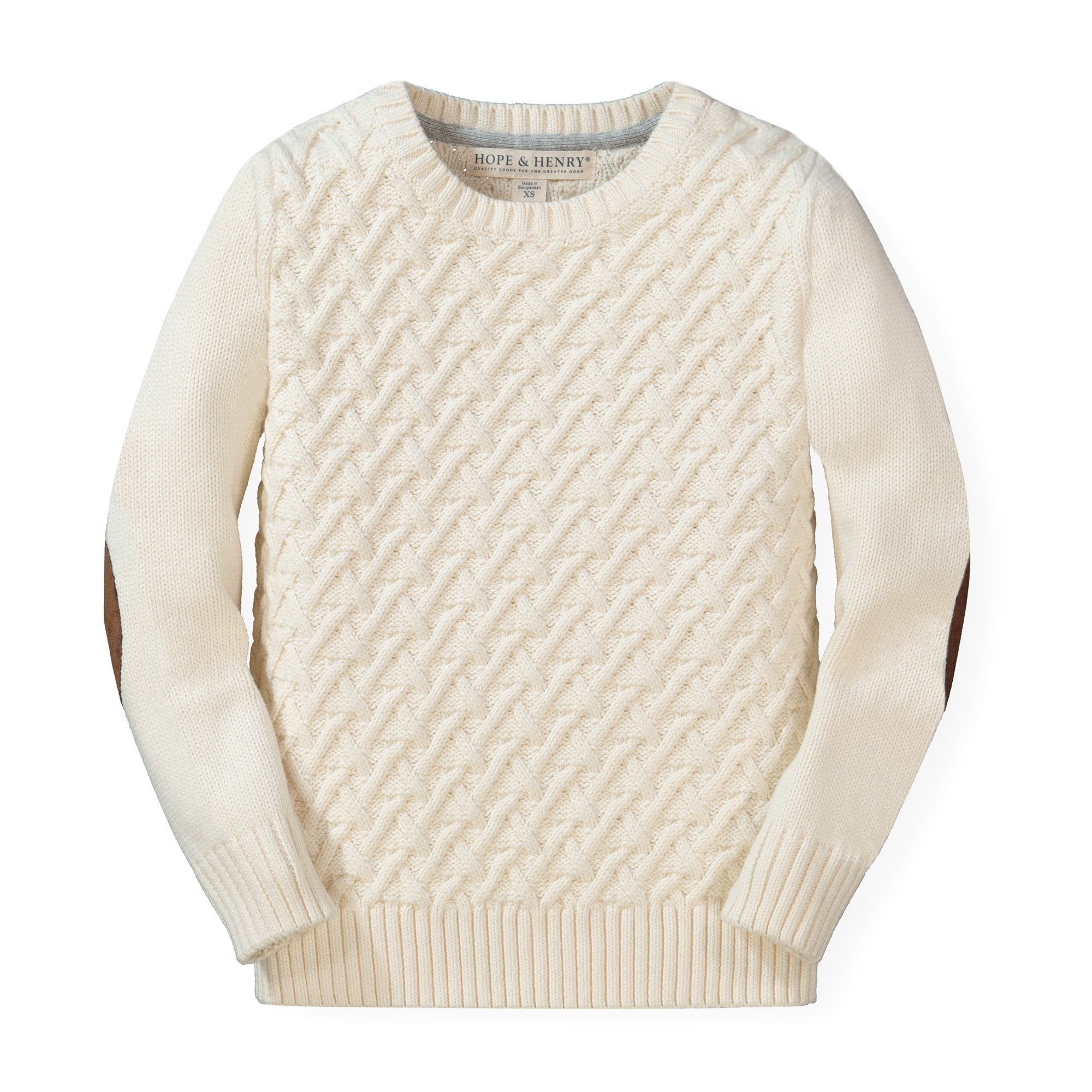 Heart Elbow Patch Knit Sweater White / M