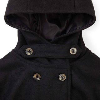 Hooded Wool Blend Cape | Black - Hope & Henry Girl