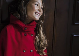 Hooded Wool Blend Cape | Red - Hope & Henry Girl