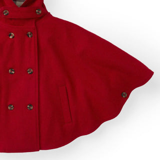 Hooded Wool Blend Cape | Red - Hope & Henry Girl