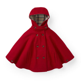 Hooded Wool Blend Cape | Red - Hope & Henry Girl