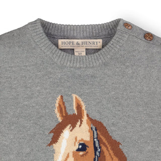 Horse Intarsia Pullover Sweater - Hope & Henry Girl