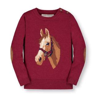 Horse Intarsia Pullover Sweater - Hope & Henry Girl