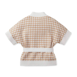 Ivory Houndstooth Sweater Cardigan - Hope & Henry Girl