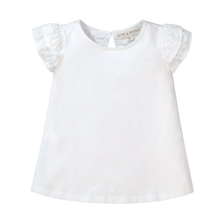Knit Top with Woven Flutter Sleeves - Hope & Henry Girl