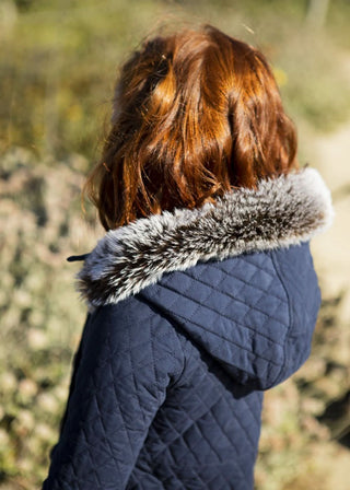 Lightweight Quilted Coat with Faux Fur Hood - Hope & Henry Girl