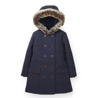 Lightweight Quilted Coat with Faux Fur Hood - Hope & Henry Girl