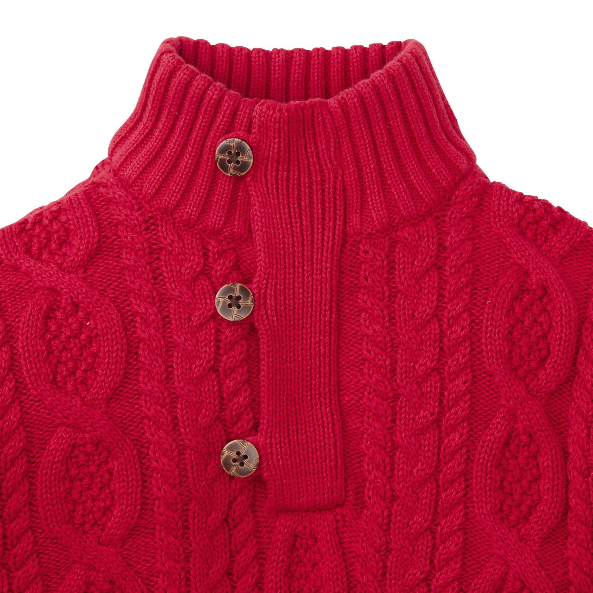 Mock Neck Cable Sweater with Buttons – Hope Henry