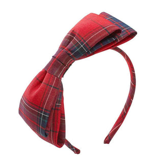 Plaid Bow Dressy Head Band | Red - Hope & Henry Girl