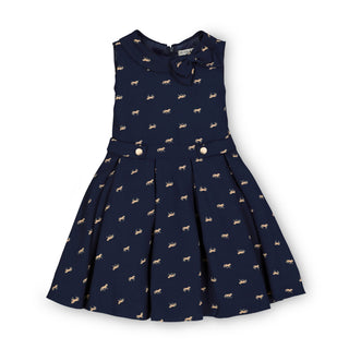 Pleated Dress with Collar and Bow - Hope & Henry Girl