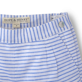 Pleated Short | Blue Stripe - Hope & Henry Girl