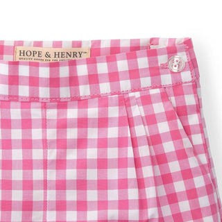 Pleated Short | Pink Gingham - Hope & Henry Girl