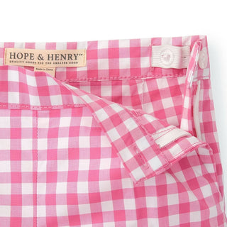 Pleated Short | Pink Gingham - Hope & Henry Girl