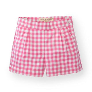 Pleated Short | Pink Gingham - Hope & Henry Girl