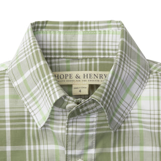 Poplin Button Down Shirt | Olive Plaid - Hope & Henry Boy