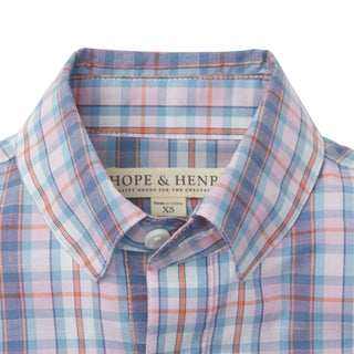 Poplin Button Down Shirt | Purple Plaid - Hope & Henry Boy